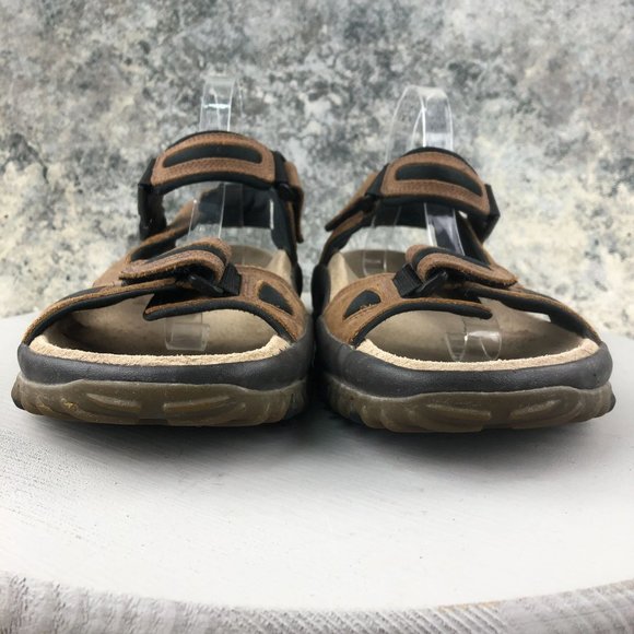 GH Bass & Co Men's Size 11M Northview Brown Leather Open Toe Hook & Loop Sandals - Picture 2 of 13